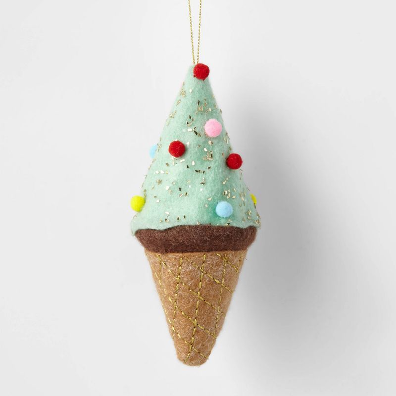 Felt Ice Cream Cone Christmas Tree Ornament Green - Wondershop™ | Target