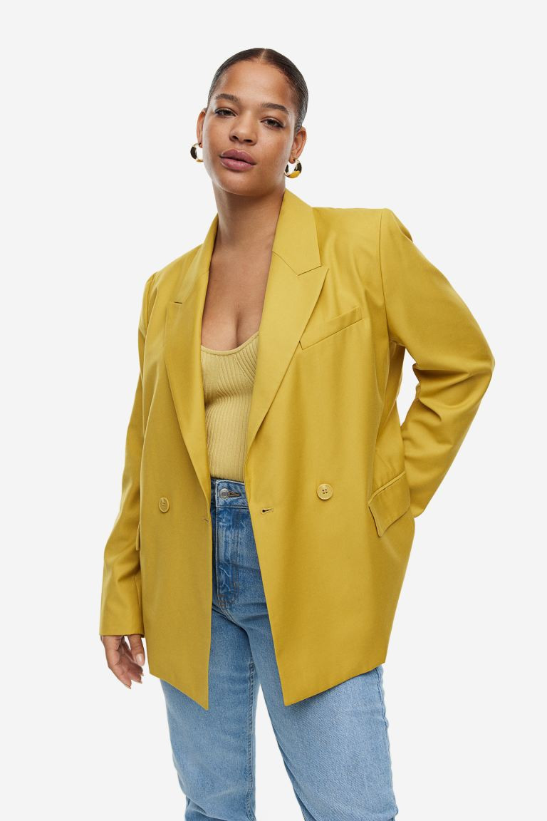 Double-breasted Jacket | Yellow Blazer | Yellow Jacket Jackets | Blazer Outfit | Work Outfit Summer | H&M (US + CA)