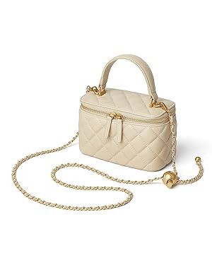 DORIS&JACKY Small Quilted Square Box Bag For Women Designer Crossbody Pouch Purse With Metal Chai... | Amazon (US)