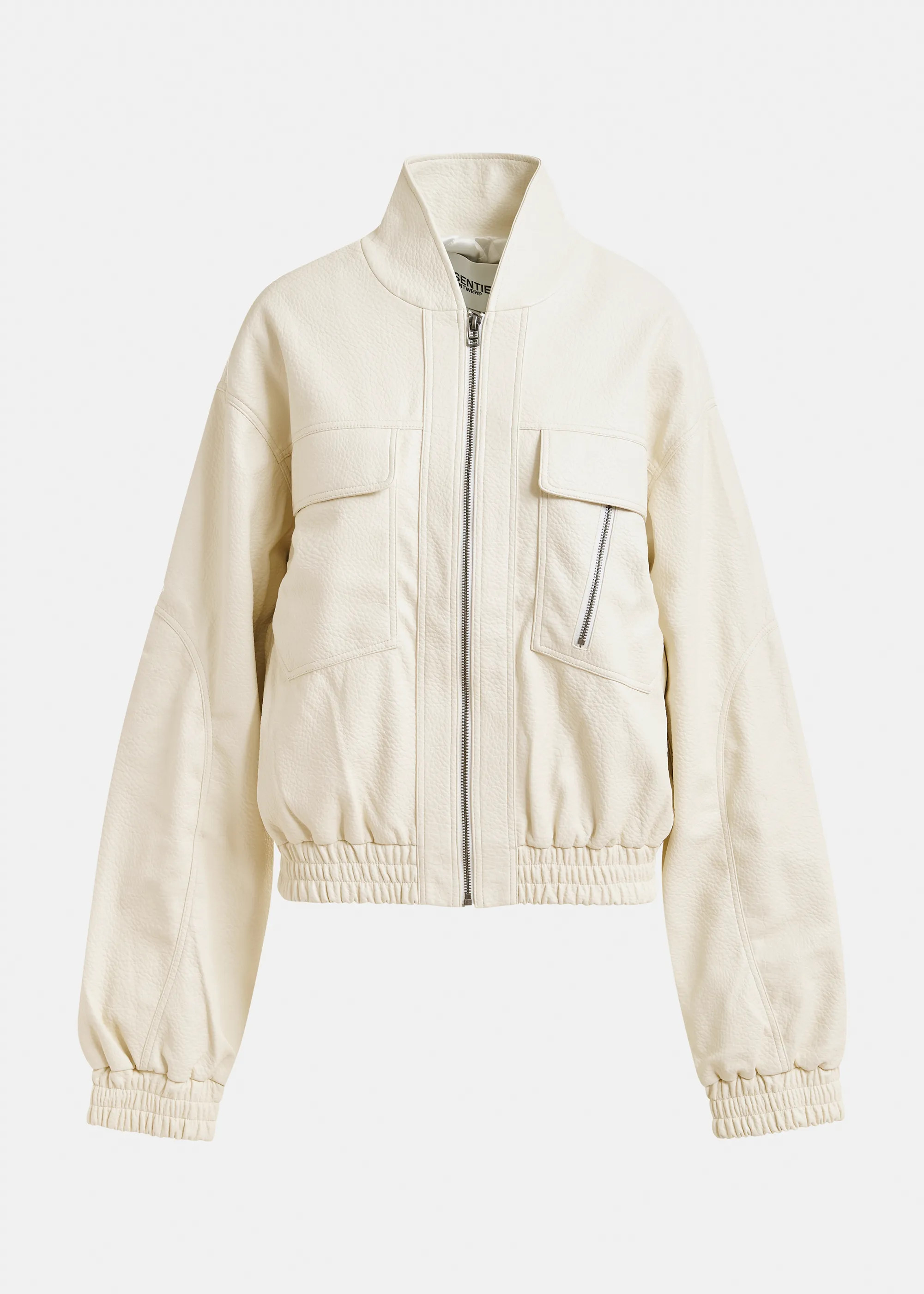 Off-white oversized faux-leather bomber jacket | Essentiel Antwerp United Kingdom | Essentiel Antwerp
