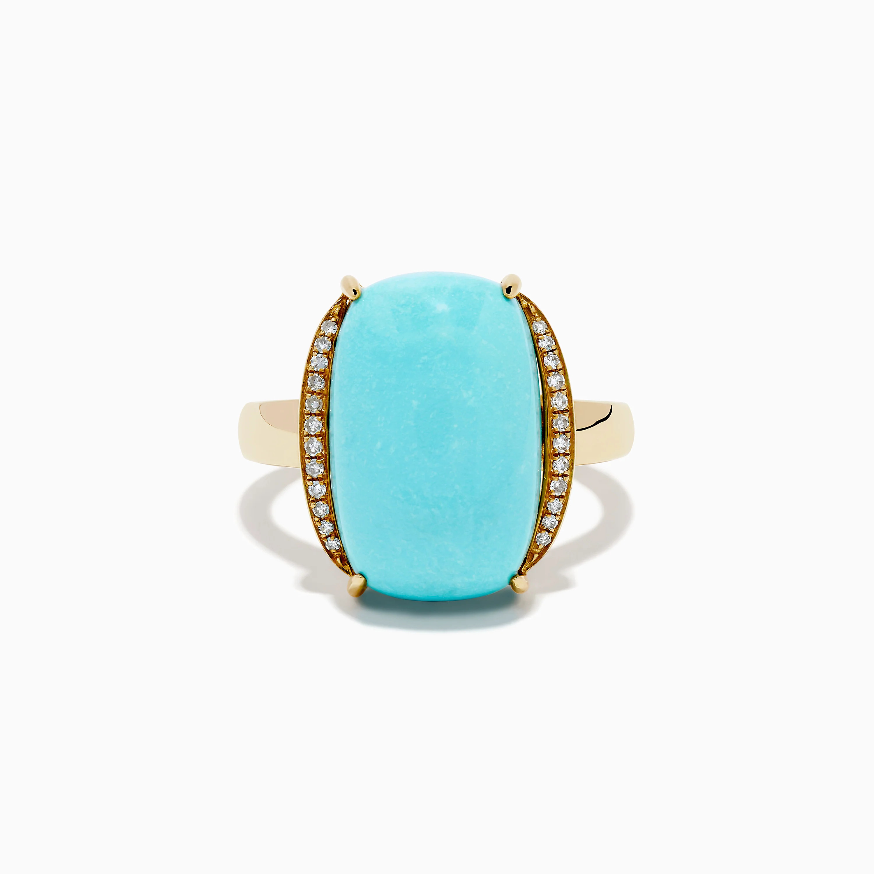 14K Yellow Gold Cabochon Turquoise and Diamond Ring | Effy Jewelry