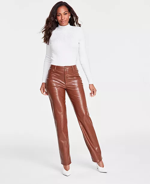 I.N.C. International Concepts Women's Faux-Leather Straight Pants, Created for Macy's - Macy's | Macy's