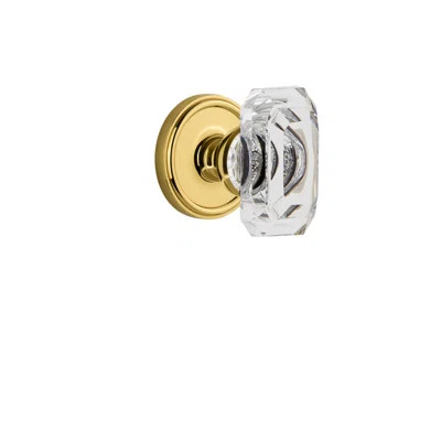 Crystal Baguette Double Dummy Door Knob with Georgetown Rosette Grandeur Finish: Antique Pewter | Wayfair North America