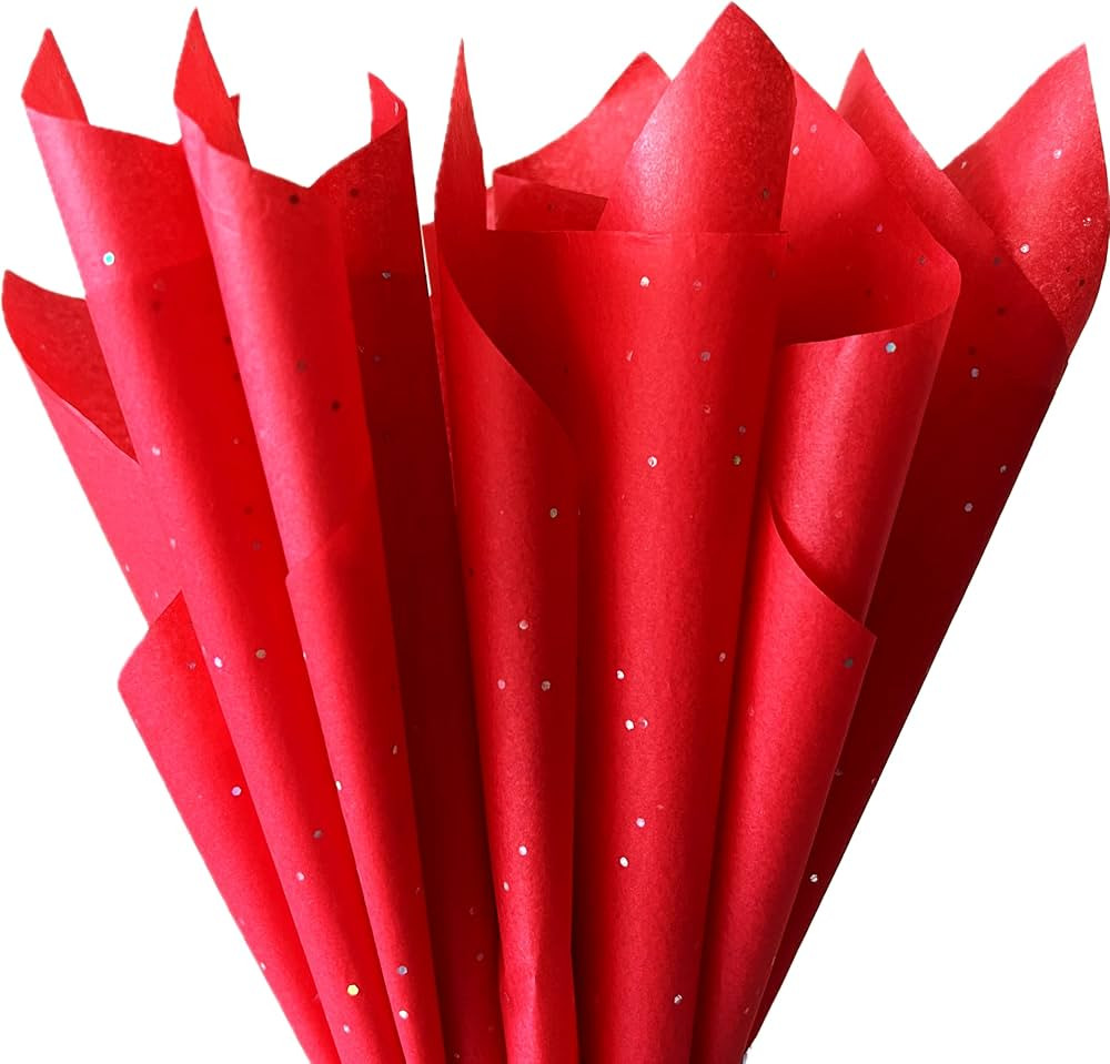 SUNCOLOR Glitter Red Tissue Paper for Valentines Day, 20 x 14 inches, 120 Sheets, for Gift Wrappi... | Amazon (US)