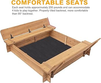 BIRASIL Wood Sandbox with 2 Bench Seats, Sand Boxes with Lid for Kids, Sand Pit with Cover for Ou... | Amazon (US)