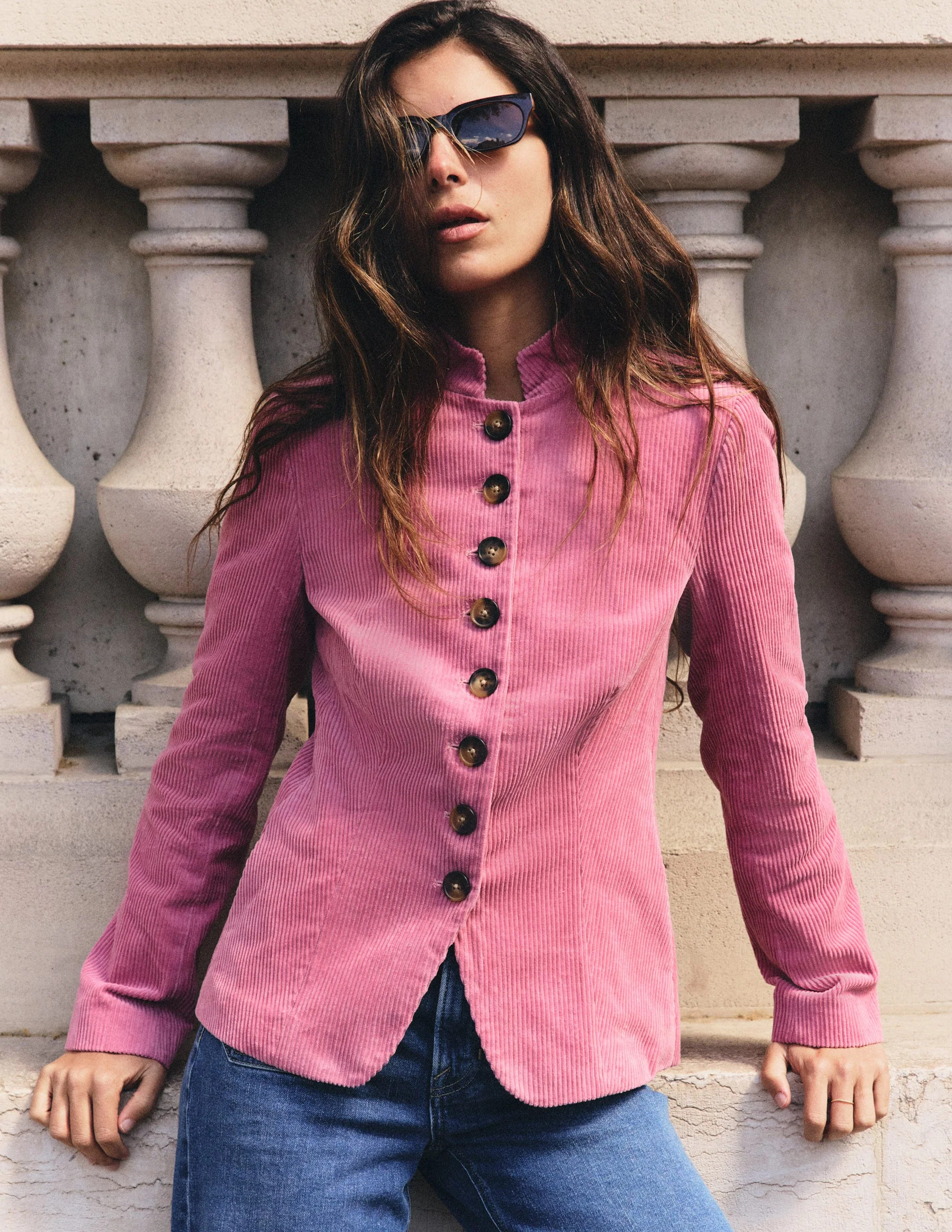Hereford Military Cord Jacket-Pink Heather | Boden (US)