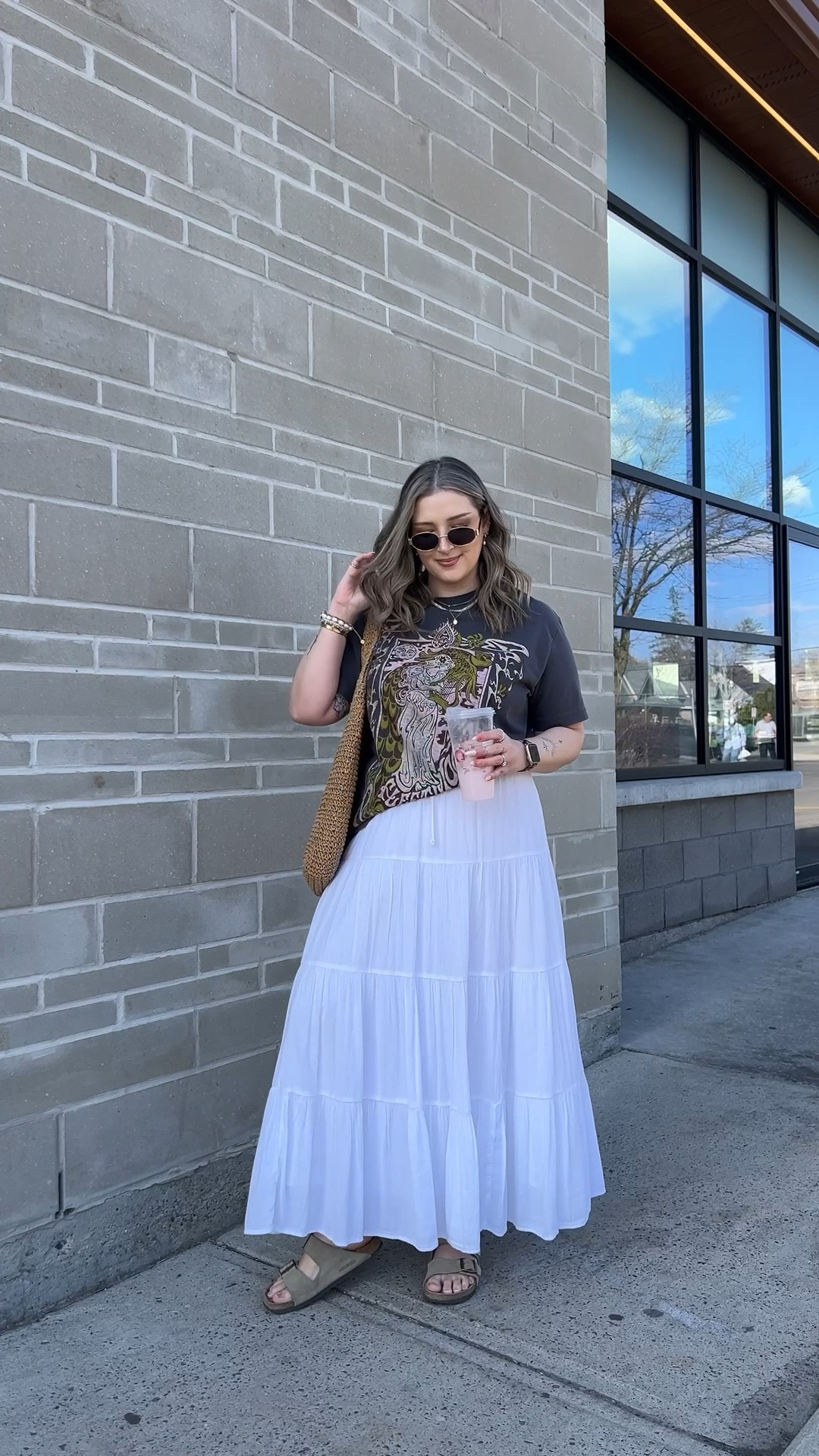 Casual spring to summer outfit! Wearing L in the Fleetwood Mac graphic tee. My white maxi skirt is old from Aerie, linked similar options! Birkenstock sandals fit TTS


#LTKsummer #LTKmidsize #LTKsale
