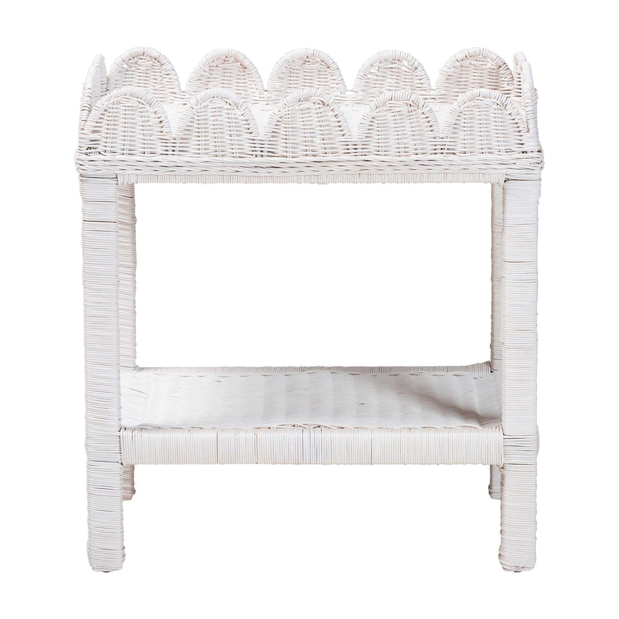 Amazon.com: Bali & pari Sumana Natural Rattan Side Table - Handwoven Wicker 2-Tier Accent End Table with Scalloped Tray Top for Living Room, White : Home & Kitchen | Amazon (US)