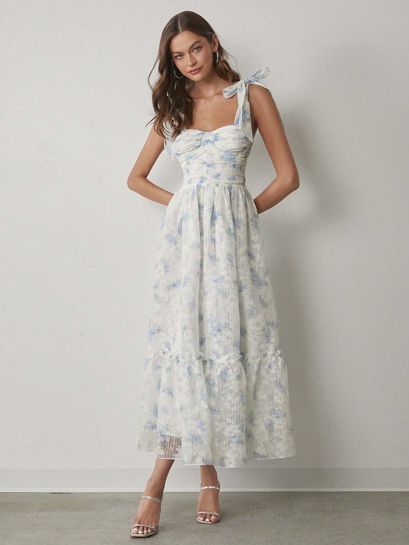 Enchnt Autumn Dress, Romantic Women's Strap Bow Design, Pleated Slim Fit, Elegant And Gentle Ruff... | SHEIN