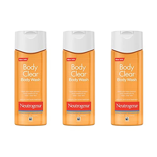 Neutrogena Body Clear Acne Body Wash with Glycerin & 2% Salicylic Acid Acne Medication, Oil-Free Acne Wash for Breakouts on Back, Chest & Shoulders, Non-Comedogenic, 8.5 fl. oz, Pack of 3 | Amazon (US)