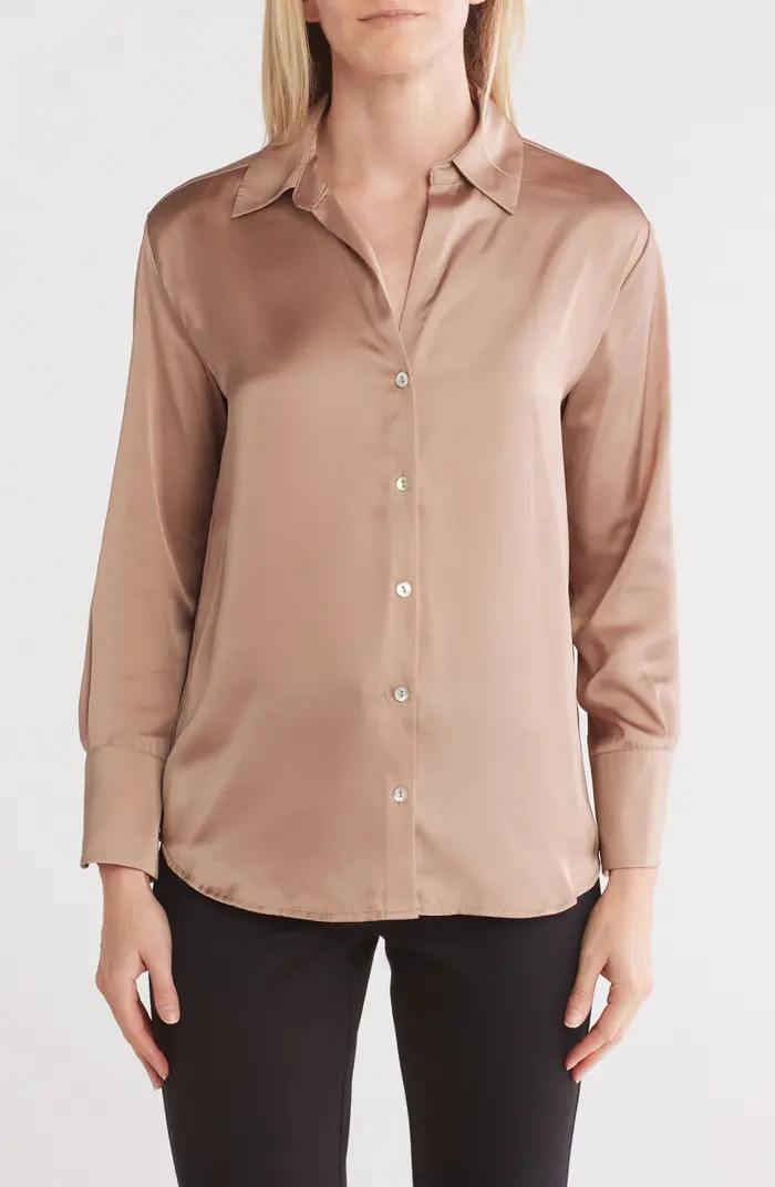 T Tahari Satin Button-Down Shirt | Nordstromrack | Nordstrom Rack