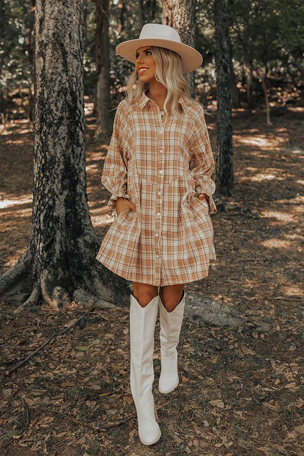 Lattes And Love Flannel Dress In Latte | Impressions Online Boutique