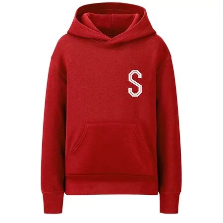 Daxton Youth Unisex Pullover Red Hoodie Mid-Weight Fleece Sweater Custom White Numbers and Letters S L | Walmart (US)