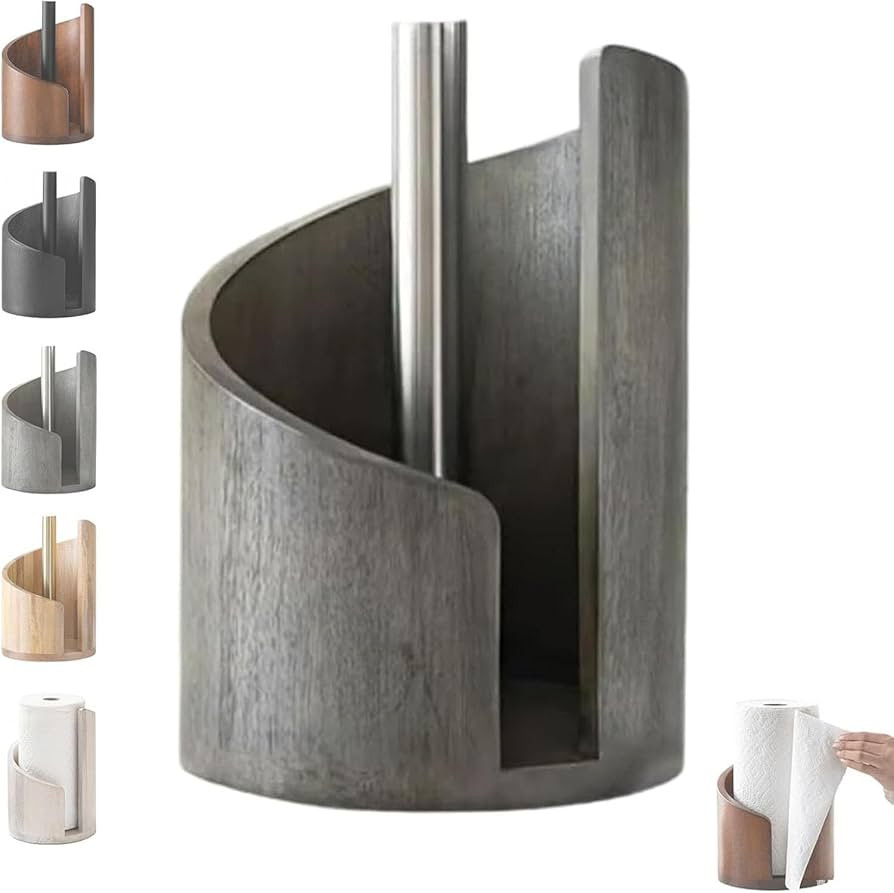 Mountain Paper Towel Holder Countertop with Mango Wood Round Base and Iron Holder, Wood Paper Tow... | Amazon (US)