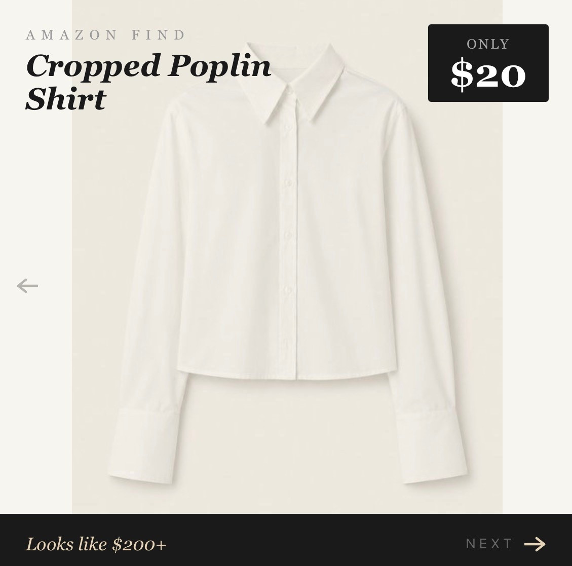 This cropped button down seems so luxe but is $20 on Amazon!