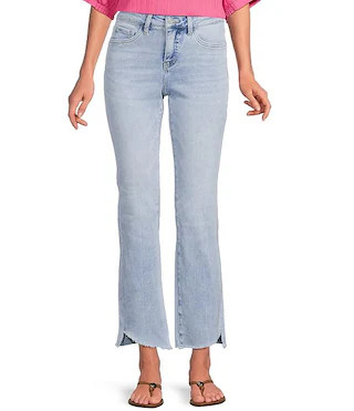 Stretch Denim Mid Rise Straight Leg Boot Cut Jeans | Dillard's
