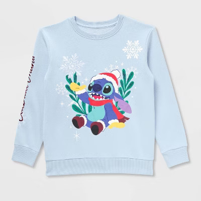 Kids' Lilo & Stitch Ohana Holiday Family Matching Fleece Sweatshirt - Blue | Target