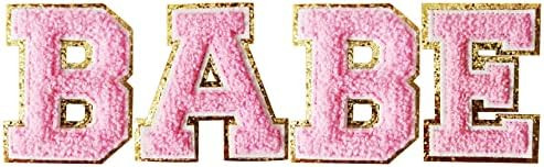 4 Pcs Iron on Patches Sew On Alphabet Patch Babe Patches for DIY Supplies (Babe, Pink) | Amazon (US)