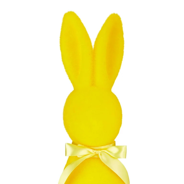 Way to Celebrate Easter Flocked Bunny Decor, Yellow, 16" | Walmart (US)