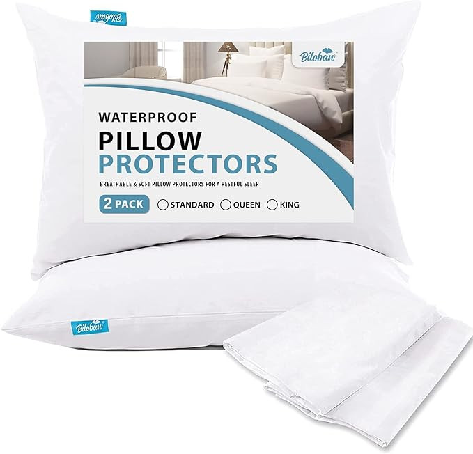 Pillow Protector 100% Waterproof & Noiseless Pillow Cover Pillow Protectors with Zipper Standard ... | Amazon (US)