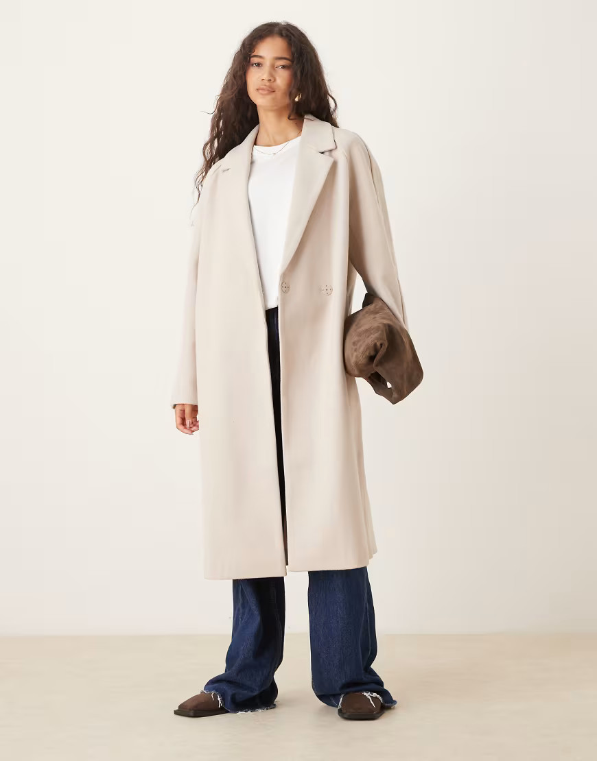 ASOS DESIGN chuck on overcoat in oatmeal-No color | ASOS (Global)