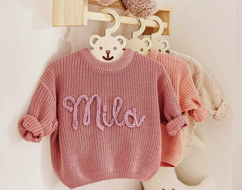 Custom Baby Sweater Embroidered, Knit Sweater Toddler, Family Photo Personalized Clothes, Baby Sh... | Etsy (US)