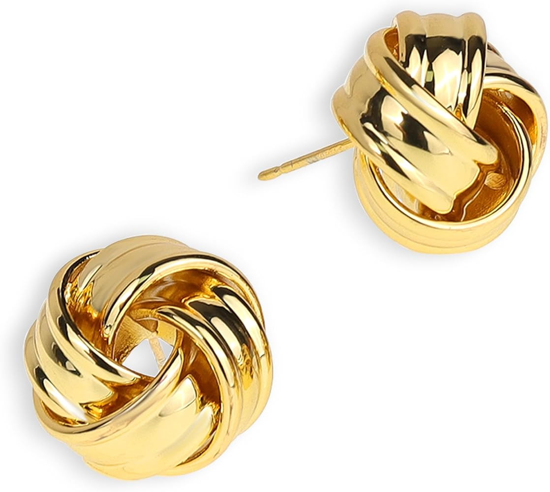 JeanBeau Gold Statement Geometric Dangle Drop Earrings for Women Girls Chunky Trendy Knot Stud Lo... | Amazon (US)