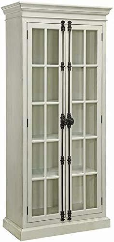 Pemberly Row 2 Door Traditional Display Curio China Cabinet in Antique White | Amazon (US)