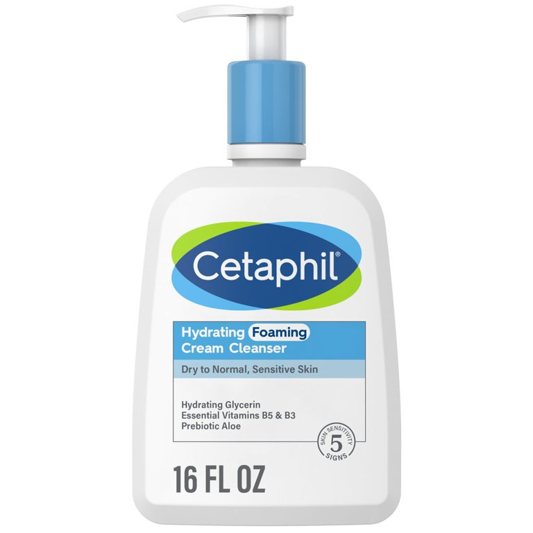 Cetaphil Cream To Foam Face Wash, Hydrating Foaming Cream Cleanser, 16 Oz, For Normal To Dry, Sen... | Walmart (US)