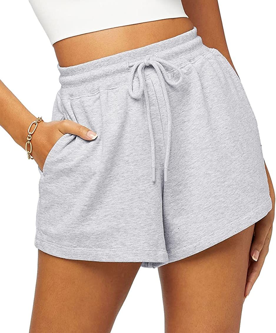 Trendy Queen Womens Sweat Shorts Comfy Athletic Shorts Elastic Casual Summer Shorts Gym High Waist R | Amazon (US)