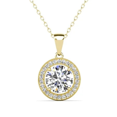 Cate & Chloe Blake 18k Yellow Gold Plated Halo Necklace with Simulated Diamond Crystals for Women | Walmart (US)