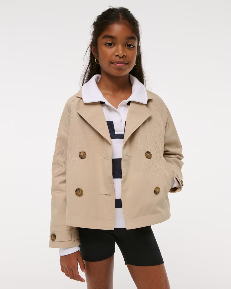 girls cropped trench coat | girls coats & jackets | Abercrombie.com | Abercrombie & Fitch (US)