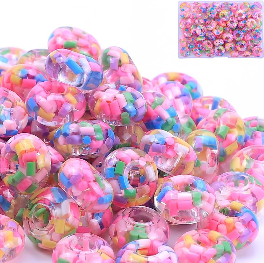 AIPRIDY Girls' Lucky Beads Lover Amber Beads, Big Hole Spacer Beads European Craft Beads for DIY ... | Amazon (US)