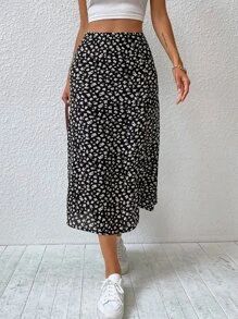 Ditsy Floral Split Thigh Skirt
   SKU: sw2204151415574277      
          (506 Reviews)
         ... | SHEIN