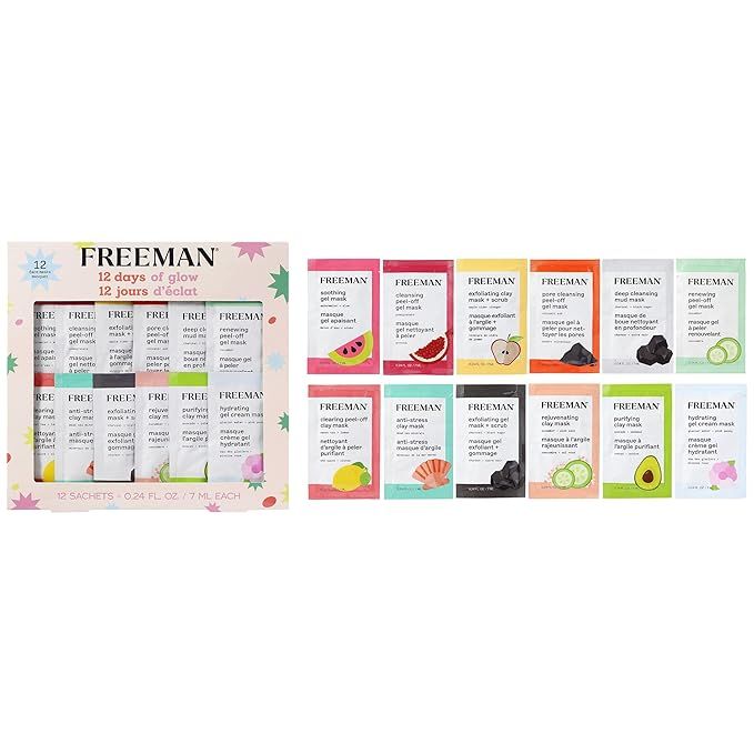 Freeman Limited Edition 12 Days of Glow Facial Mask Kit, Variety Skincare and Facial Treatment Fa... | Amazon (US)