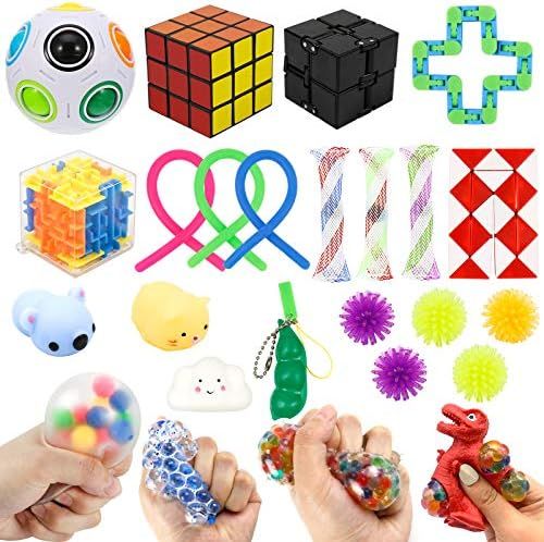 Sensory Fidget Toy Set, 25pcs Stress Relief and Anti-Anxiety Tools Bundle for Kids and Adults, Me... | Amazon (US)