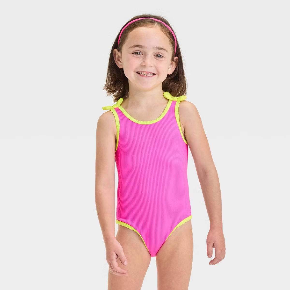Toddler Girls' Solid Ribbed Value One Piece Swimsuit With Bow - Cat & Jack™ | Target