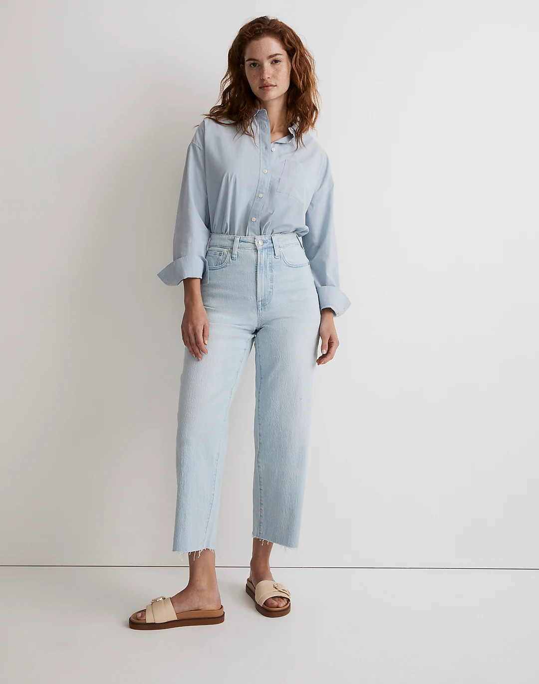 The Curvy Perfect Vintage Wide-Leg Crop Jean in Ward Wash: Raw-Hem Edition | Madewell