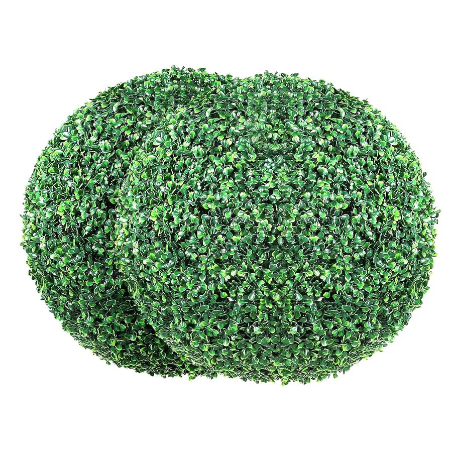 VEVOR 2 Pcs 16” Artificial Plant Topiary Ball, 4 Layers Faux Boxwood Balls, All-Year Green Faux... | Amazon (US)