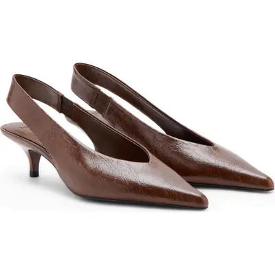MANGO Bimbo Pointed Toe Slingback Pump in Chocolate at Nordstrom, Size 36 | Nordstrom