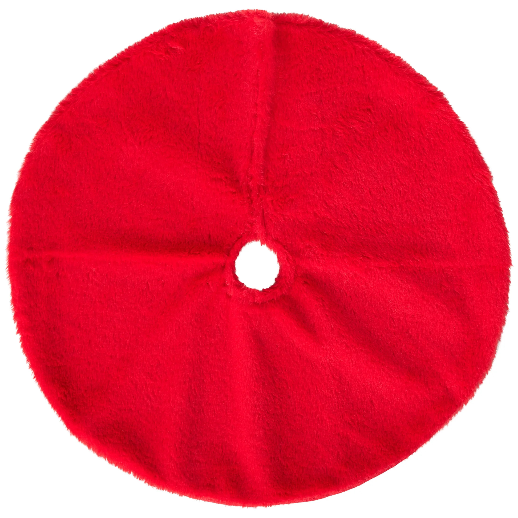 Red Mini Fur Christmas Tree Skirt, 18 in, by Holiday Time | Walmart (US)