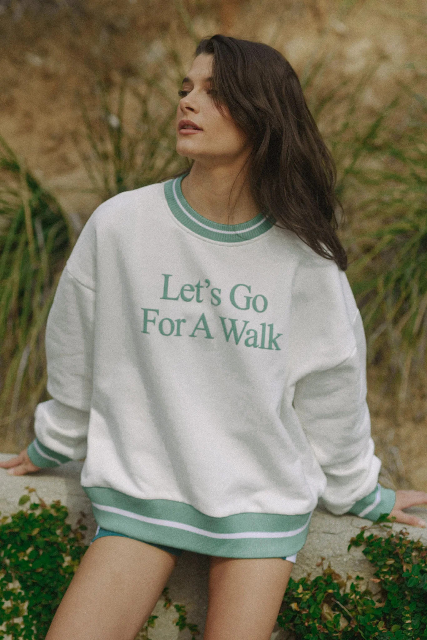 Let’s Go For A Walk Oversized Sweatshirt — Sage | Yellow The Label