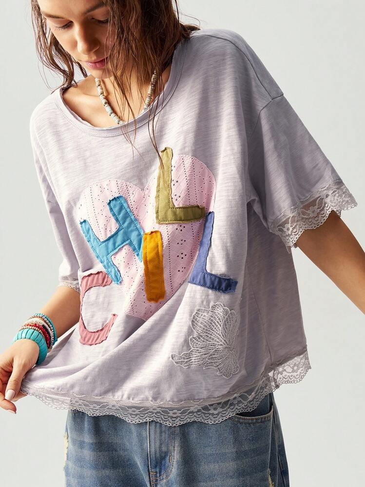 Bohemela Casual Solid Color Knit Crew Neck Loose Fit Plus Size Short Sleeve T-Shirt,Vintage | SHEIN