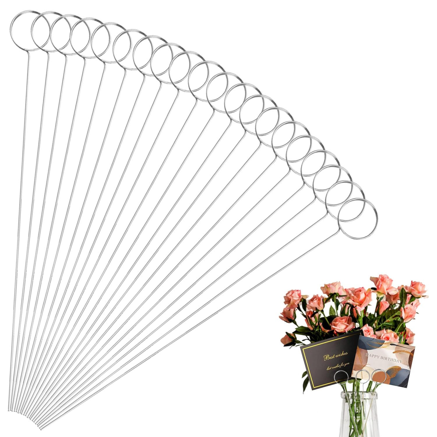 30 Pcs Metal Wire Floral Picks 13 Inch Wire Place Card Holder, Metal Table Name Number Clips Pict... | Amazon (US)