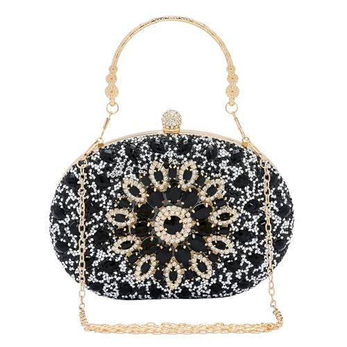 SH Black Clutch Purses for Women Rhinestone Evening Clutch Sparkling Evening Bag for Women Formal Small Handbags Wedding Party Cocktail Prom Purse | Amazon (US)