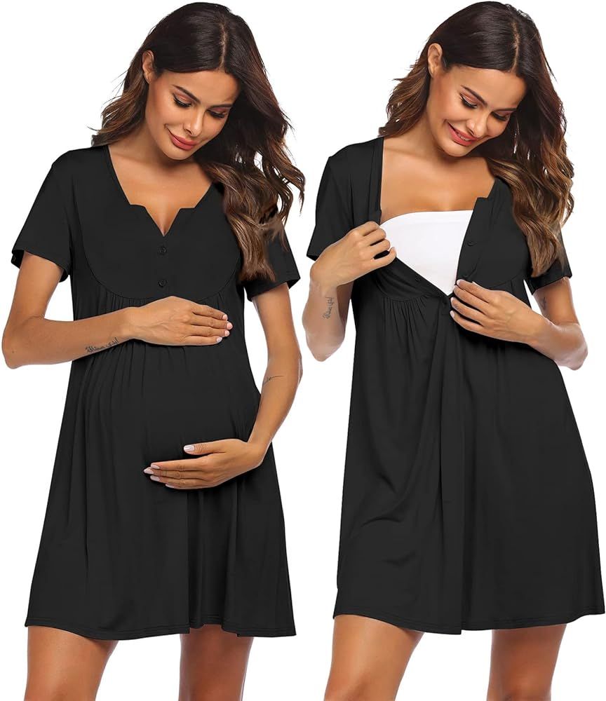 Ekouaer Labor and Delivery Gown, Nursing Nightgown, Maternity Nightgowns for Hospital Short Breastfe | Amazon (US)