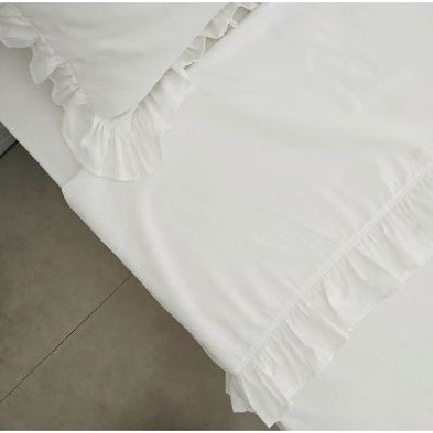 Jogo de Lençol Algodão 4 Peças Cama Box Casal Padrão Queen King Com Detalhes em Babado | Shopee (BR)