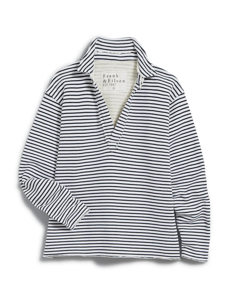 PATRICK Navy French Stripe, Triple Fleece | Frank & Eileen