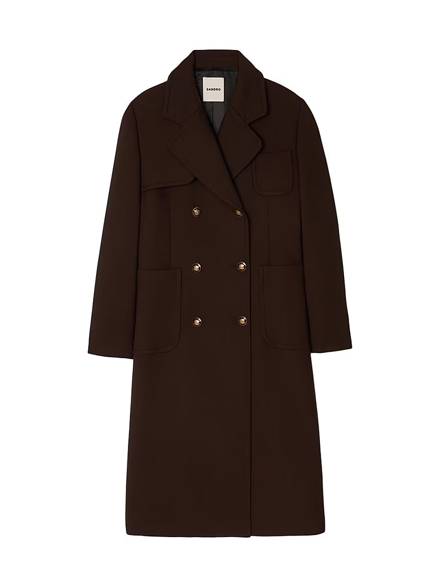 Women's Long Double Breasted Coat - Brown - Size 10 | Saks Fifth Avenue