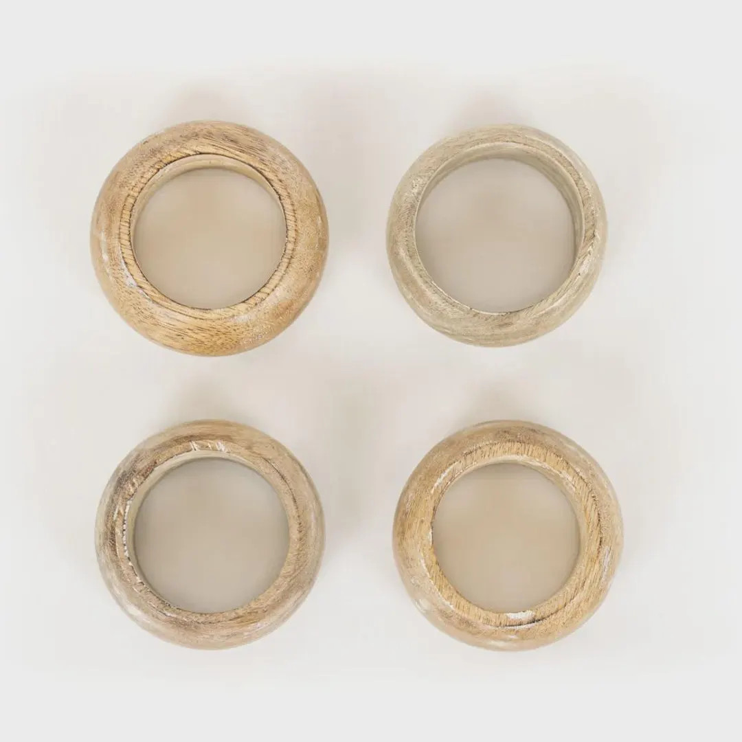 Mango Wood Round Napkin Rings - Set of 4 - Etsy | Etsy (US)